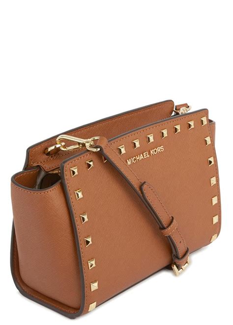 michael kors logo and leather crossbody bag|Michael Kors studded crossbody bag.